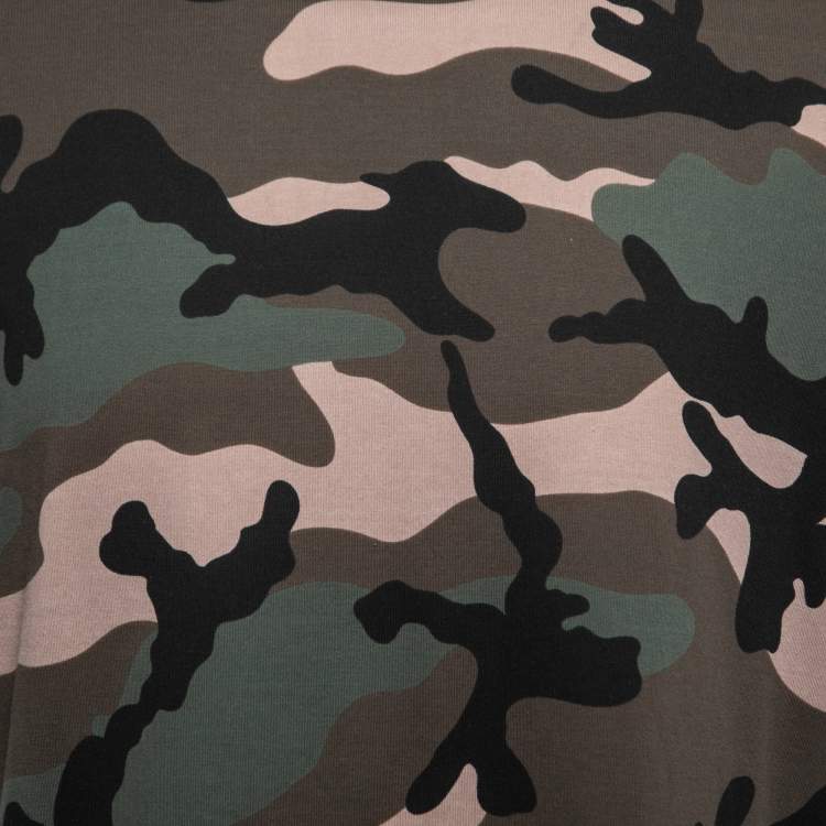 Pre Owned Valentino Green Camouflage Printed Cotton T-Shirt M