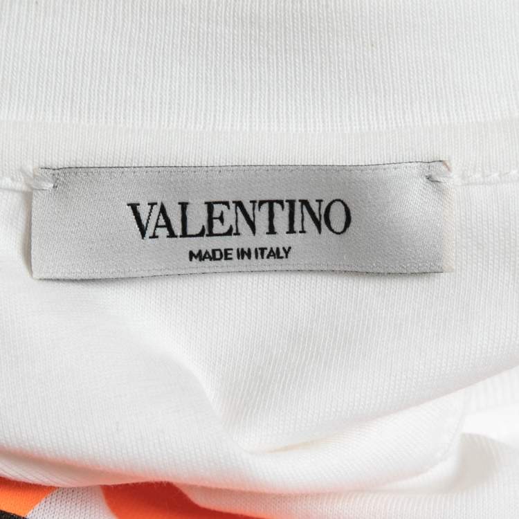 Pre Owned Valentino White V-Logo Printed Cotton Short Sleeve T-Shirt S