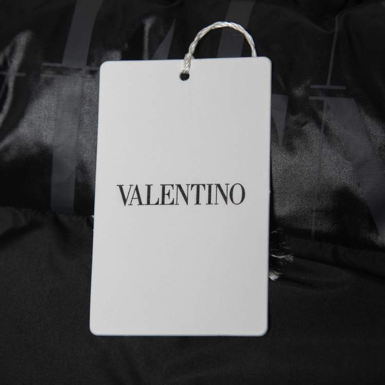 Pre Owned Valentino Black Synthetic VLTN Logo Puffer Jacket XL