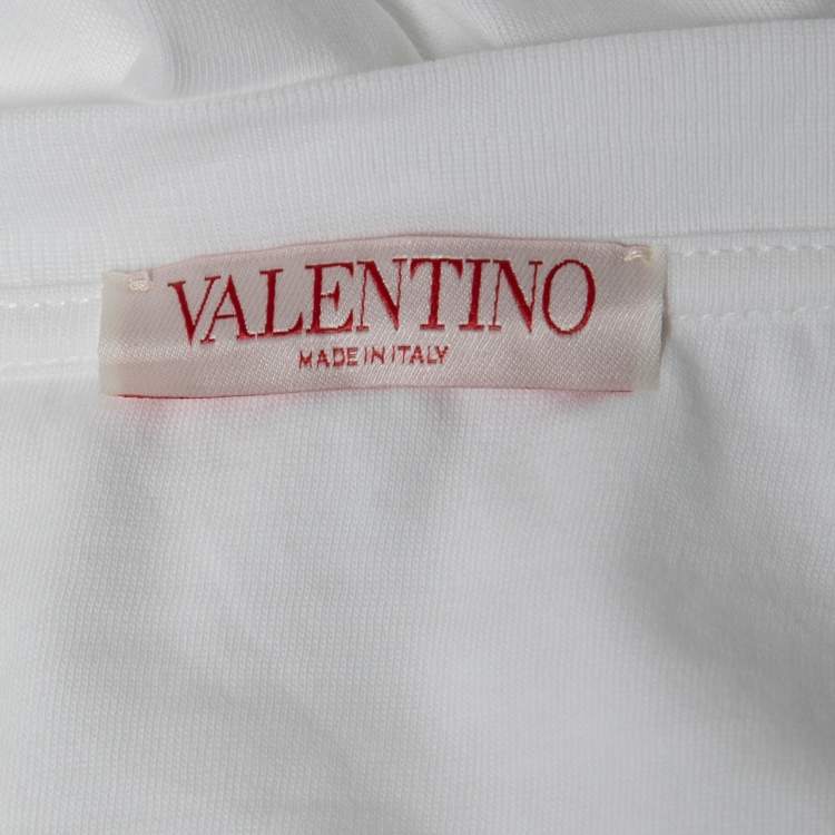 Pre Owned Valentino White Cotton Crew Neck T-Shirt L