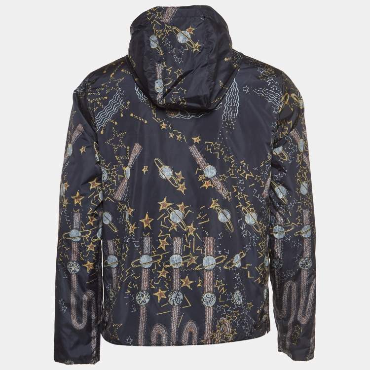 Pre Owned Valentino Navy Blue Space Print Nylon Reversable Detachable Hood Jacket S
