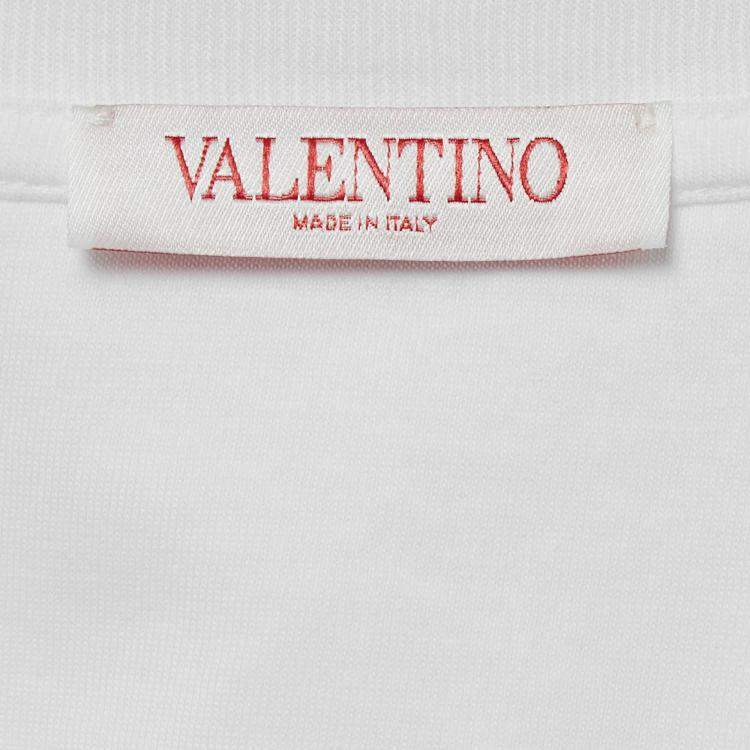 Pre Owned Valentino White Solid Cotton Jersey T-Shirt L