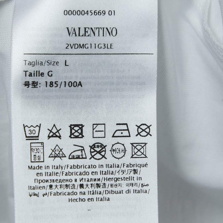 Pre Owned Valentino White Solid Cotton Jersey T-Shirt L