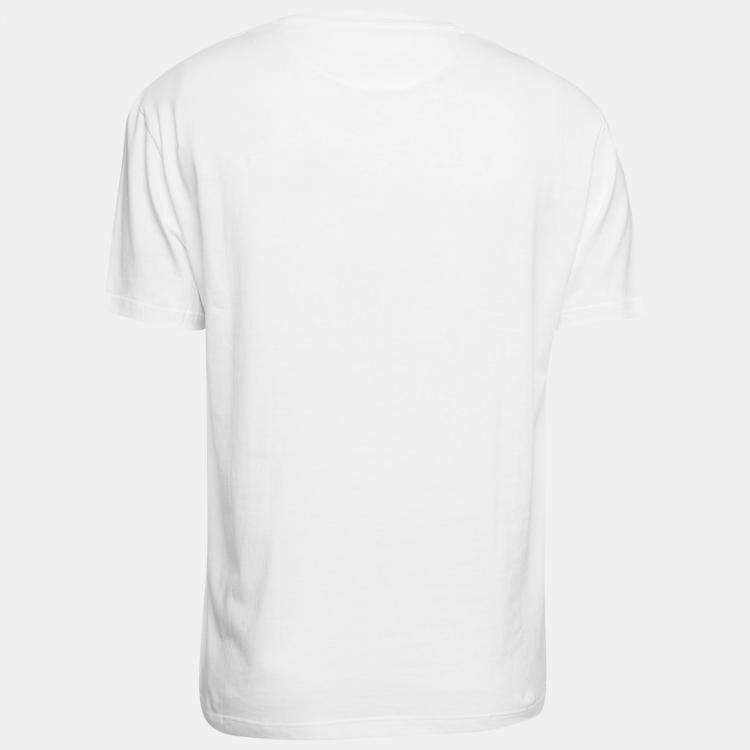 Pre Owned Valentino White Solid Cotton Jersey T-Shirt L