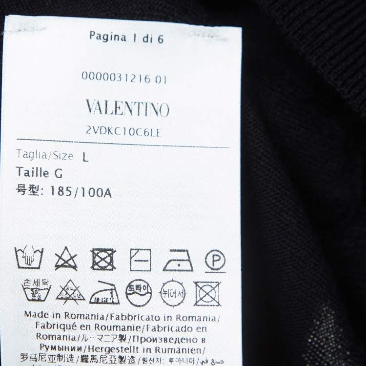 Pre Owned Valentino Black Wool Knit Crew Neck Jumper L