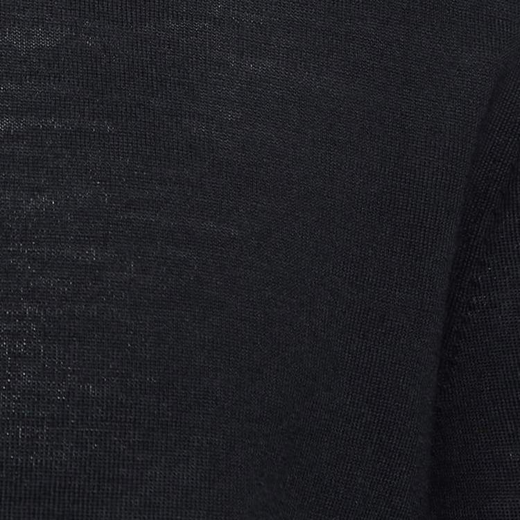 Pre Owned Valentino Black Wool Knit Crew Neck Jumper L