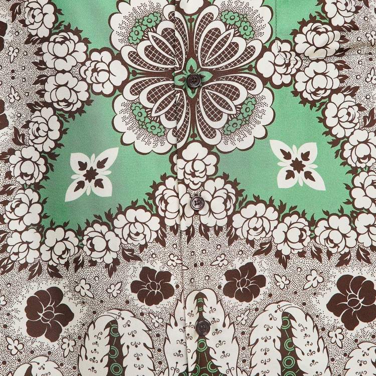 Pre Owned Valentino Peony Printed Silk Shirt M