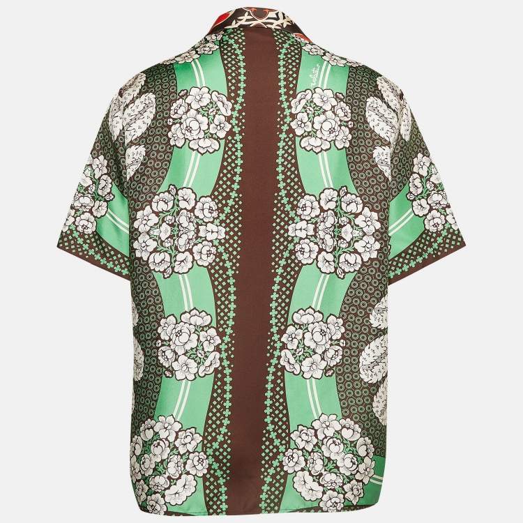 Pre Owned Valentino Peony Printed Silk Shirt M