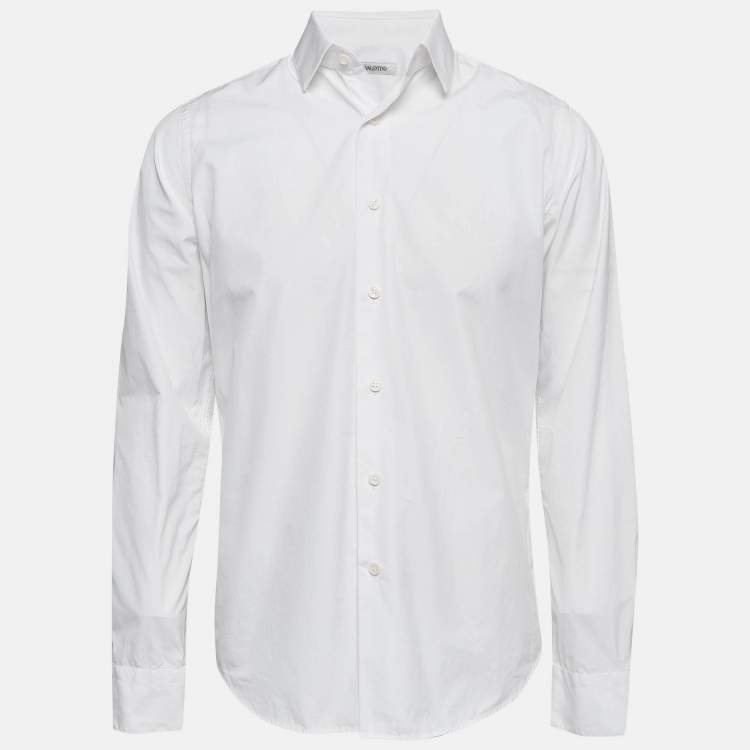 Pre Owned Valentino White Cotton Long Sleeve Shirt M