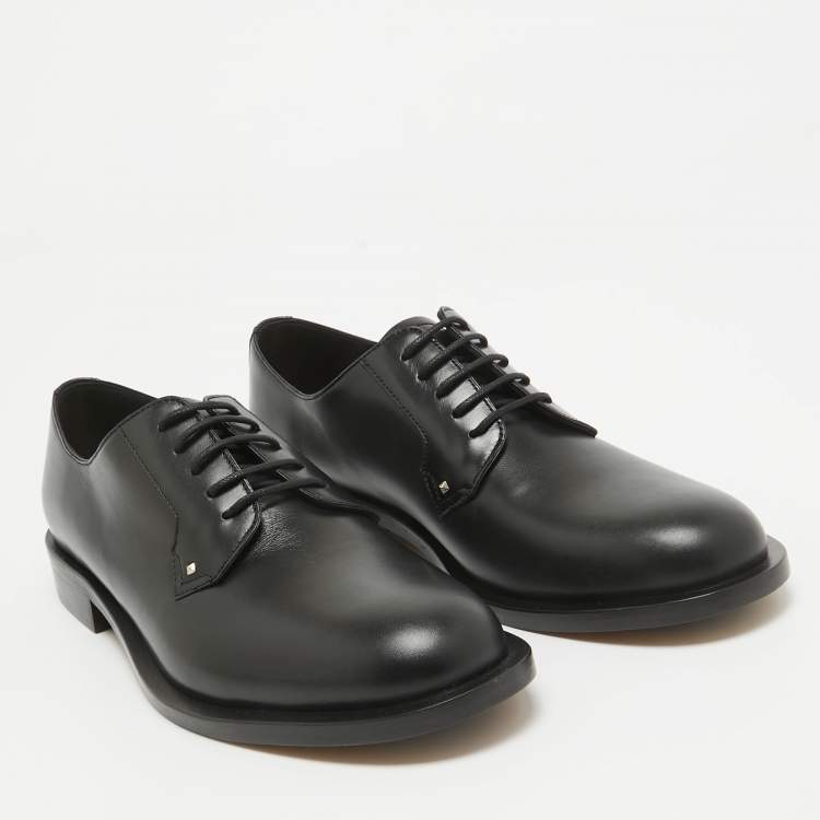 Pre Owned Valentino Black Leather Lace Up Oxfords Size 39