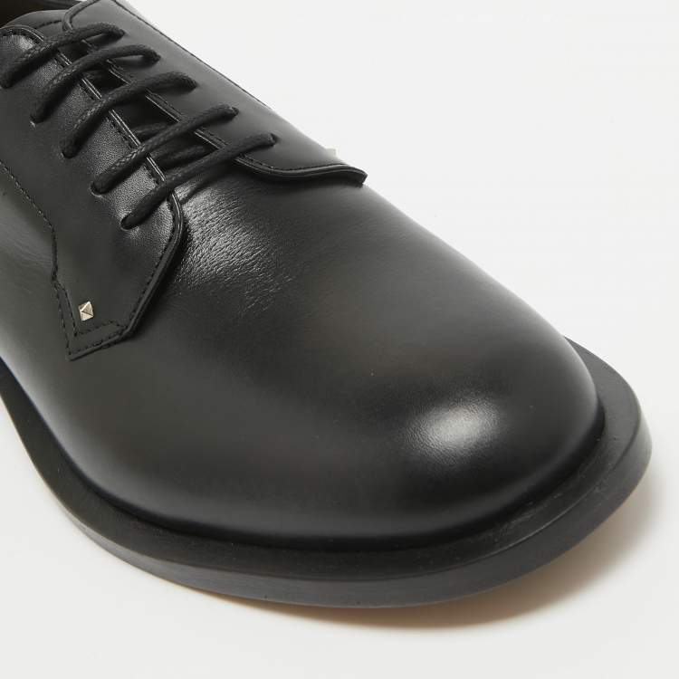 Pre Owned Valentino Black Leather Lace Up Oxfords Size 39