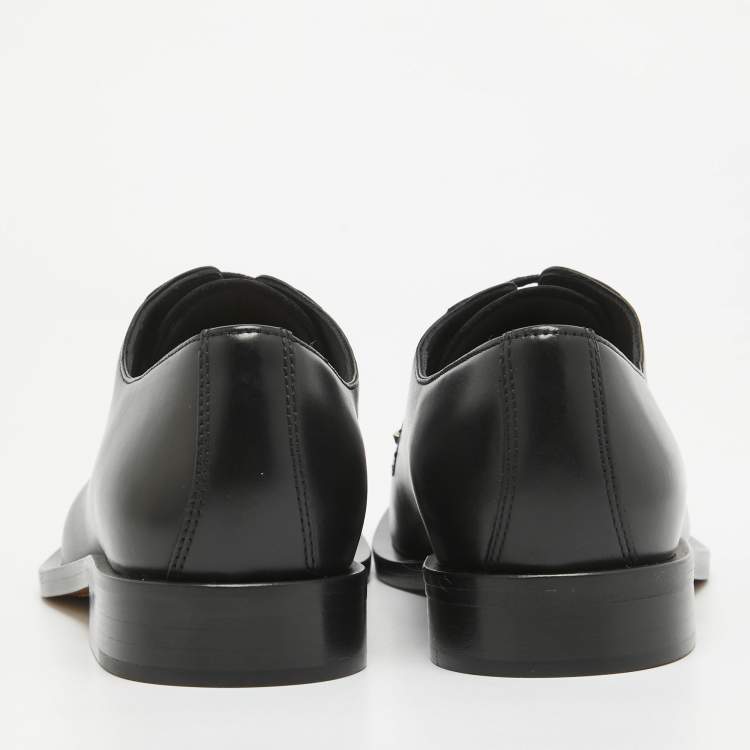 Pre Owned Valentino Black Leather Lace Up Oxfords Size 39