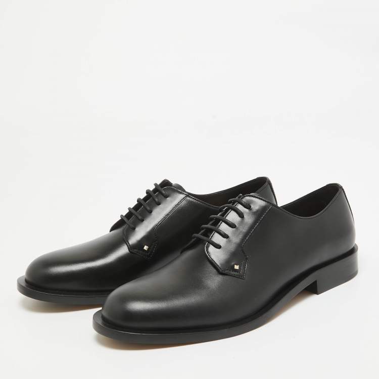 Pre Owned Valentino Black Leather Lace Up Oxfords Size 39