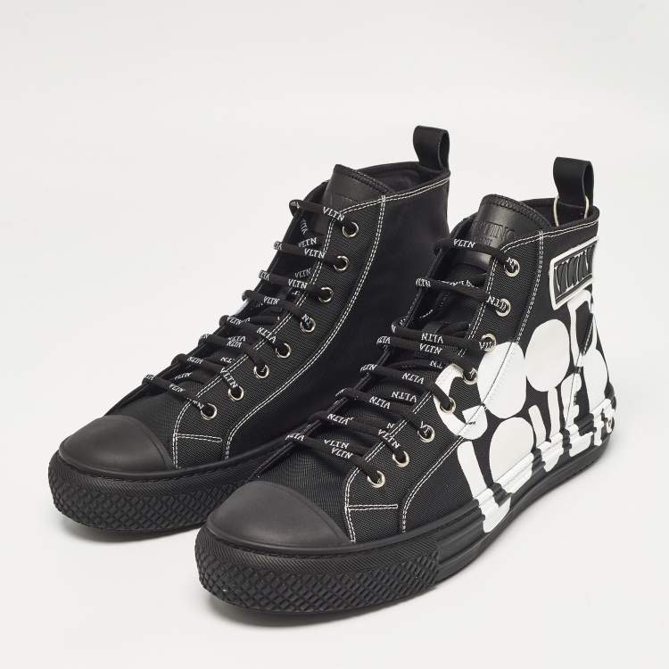 Pre Owned Valentino Black Canvas Good Lover Giggies Sneakers Size 42