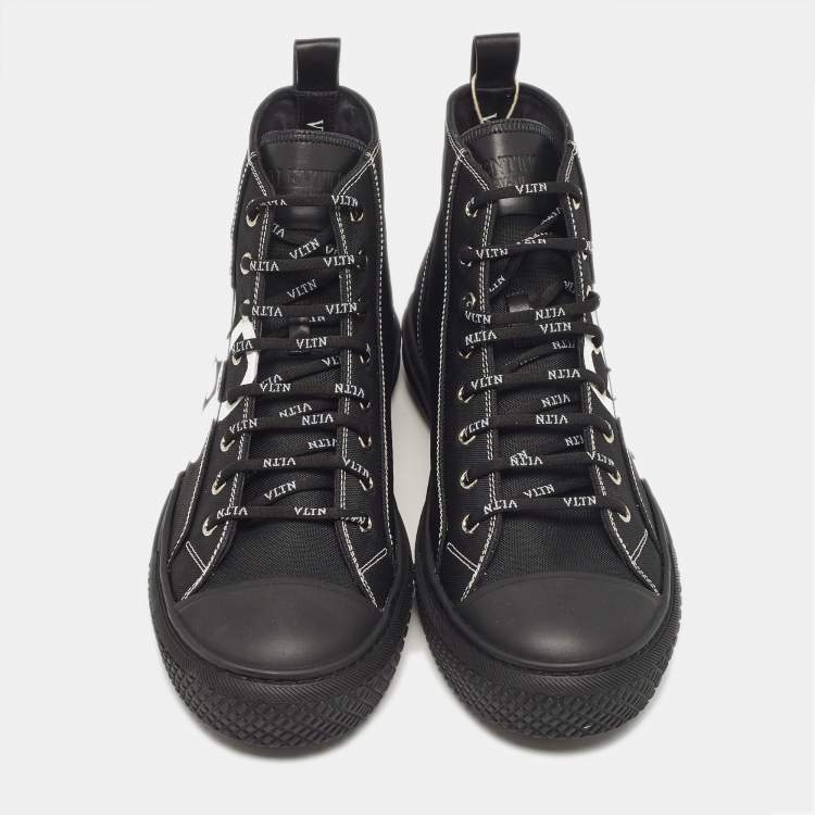 Pre Owned Valentino Black Canvas Good Lover Giggies Sneakers Size 42