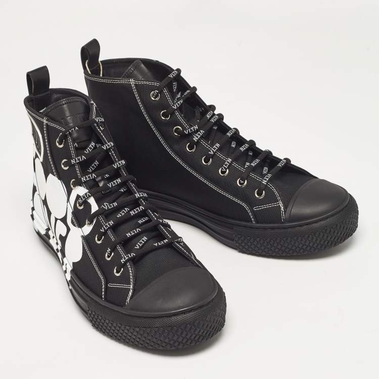 Pre Owned Valentino Black Canvas Good Lover Giggies Sneakers Size 42