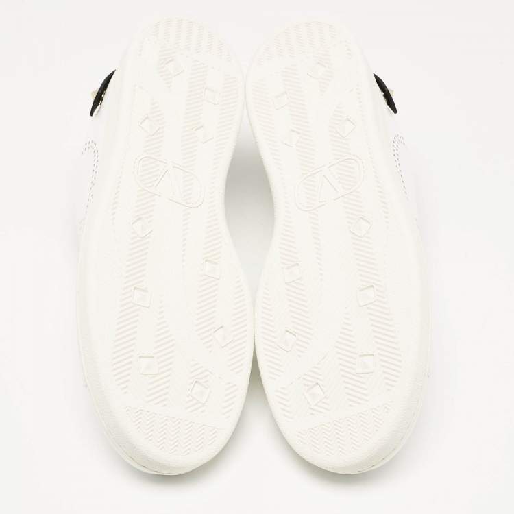 Pre Owned Valentino White Leather Backnet Low Top Sneakers Size 45
