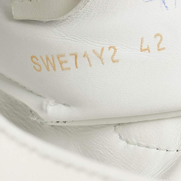 Pre Owned Valentino White/Grey Canvas and Leather VL7N Low Top Sneakers Size 42