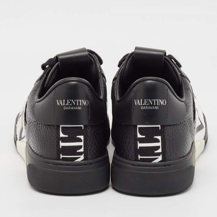 Pre Owned Valentino Black Leather VLTN Low Top Sneakers Size 43.5