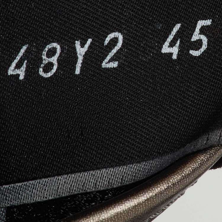 Pre Owned Valentino Black/Metallic Leather and Suede Rockrunner Low Top Sneakers Size 45