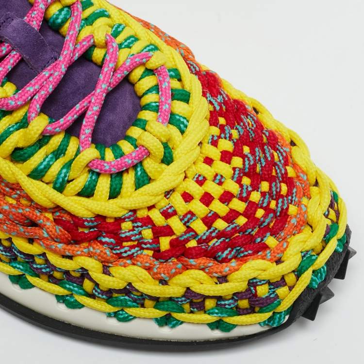 Pre Owned Valentino Crochet Size 45 Multicolor Woven Fabric Low Top Sneakers