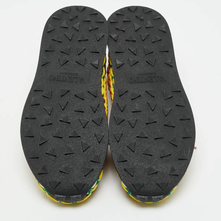 Pre Owned Valentino Crochet Size 45 Multicolor Woven Fabric Low Top Sneakers