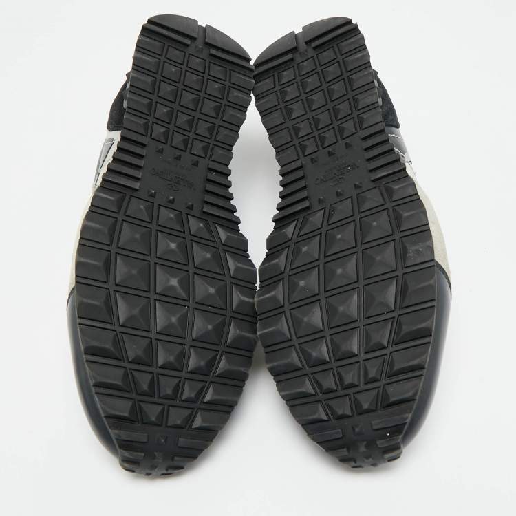 Pre Owned Valentino Rockrunner Size 44 Multicolor Leather and Suede Lace Up Sneakers