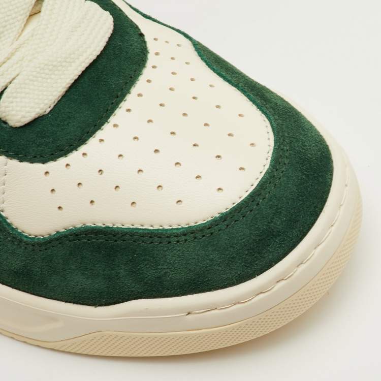 مملوكة مسبقًا Valentino One Stud XL Size 41.5 Dark Green/White Suede and Leather Low Top Sneakers