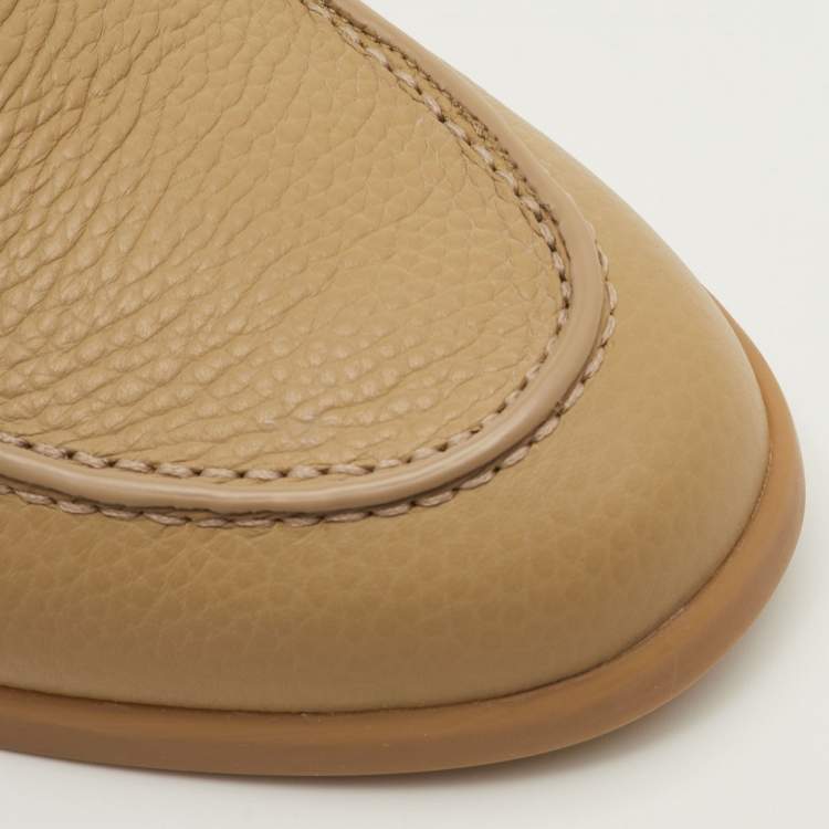 Pre Owned Valentino Rockstud Size 42.5 Desert Brown Leather Slip On Loafers