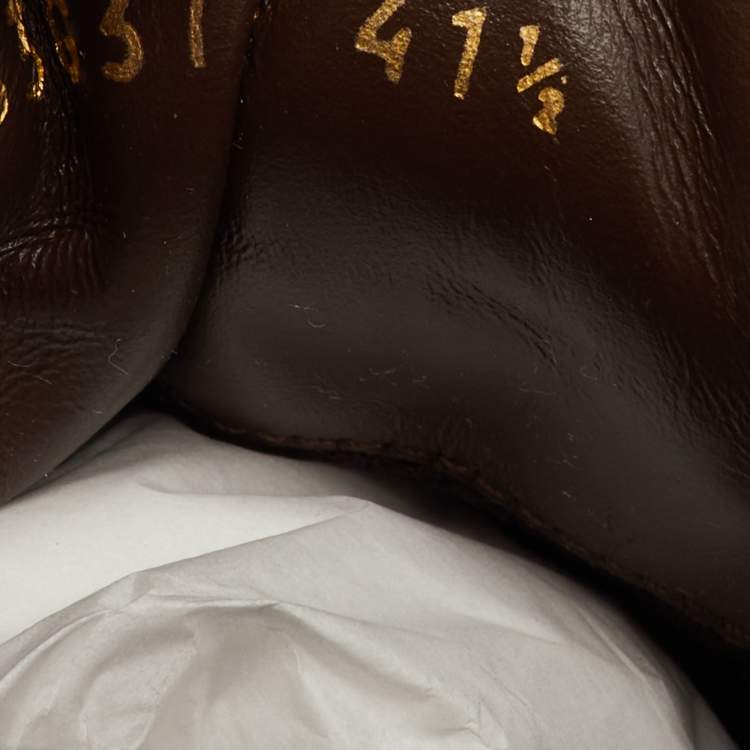 Pre Owned Valentino One Stud XL Size 41.5 Light Brown/White Toile Iconographe Jacquard and Leather Sneakers