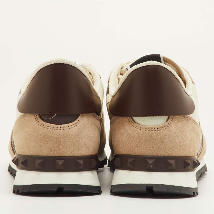 مملوكة مسبقًا Valentino Rockrunner Size 41.5 Brown/Beige Camouflage Canvas, Leather and Suede Sneakers