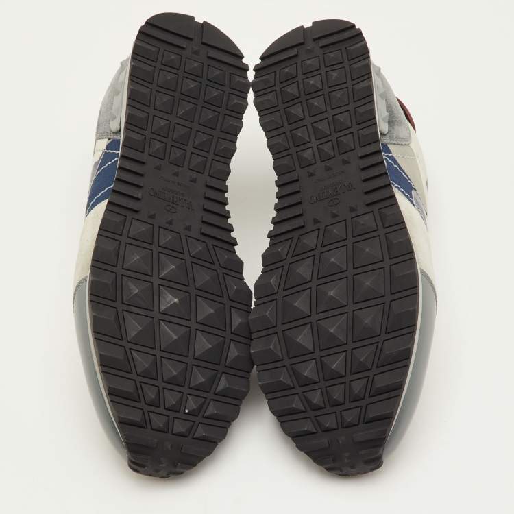 Pre Owned Valentino Rockrunner Size 41.5 Multicolor Camouflage Canvas, Leather and Suede Sneakers