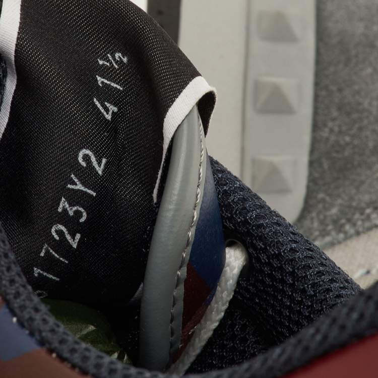 Pre Owned Valentino Rockrunner Size 41.5 Multicolor Camouflage Canvas, Leather and Suede Sneakers