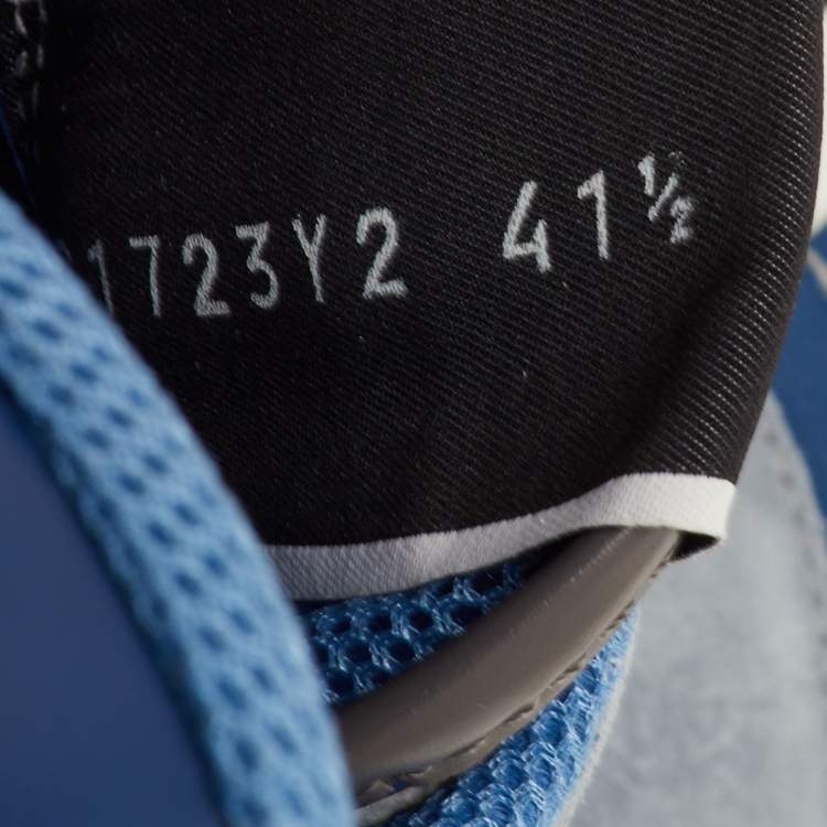 Pre Owned Valentino Rockrunner Size 41.5 Blue/Beige Camouflage Canvas, Leather and Suede Sneakers