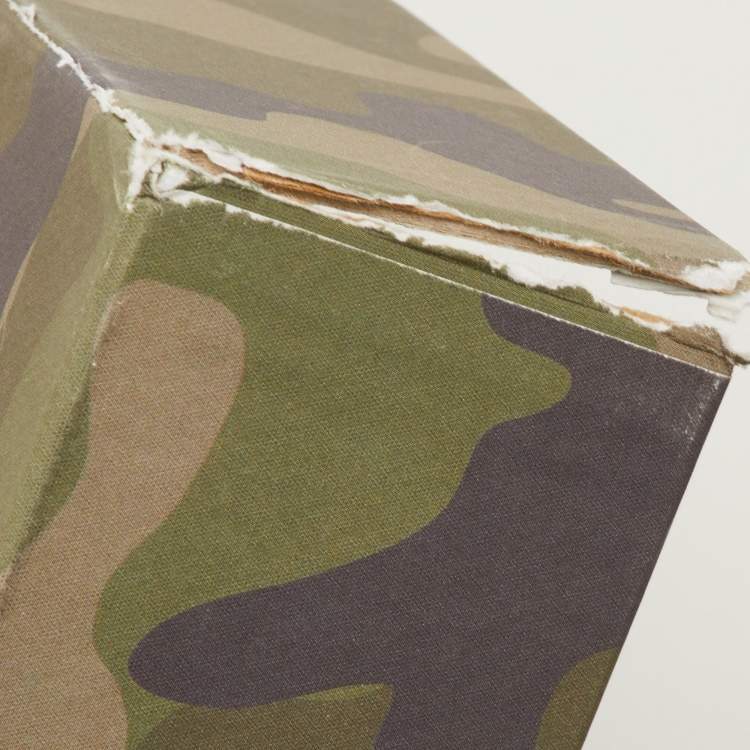 Pre Owned Valentino Rockrunner Size 41.5 Blue/Beige Camouflage Canvas, Leather and Suede Sneakers