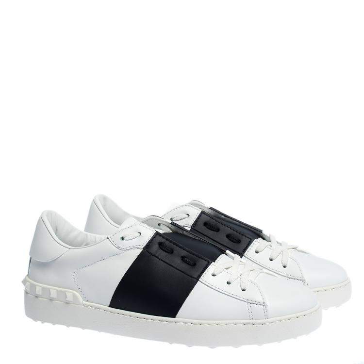 Pre Owned Valentino Two Tone Leather Open Sneakers Size 42.5