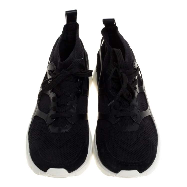 مملوكة مسبقًا Valentino Black Mesh And Leather Sound High Top Sneakers Size 44