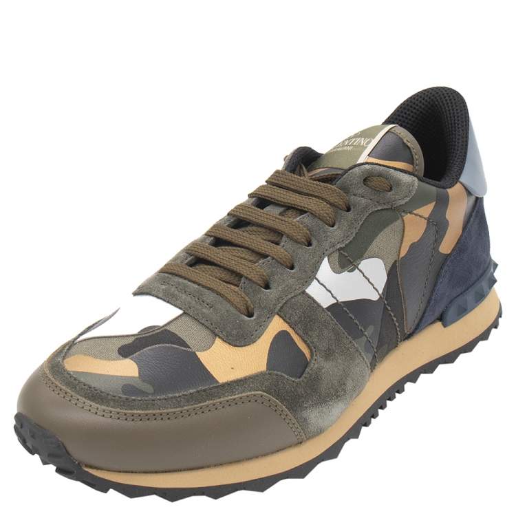 Uitlijnen Extractie tijdschrift Valentino Army Green Fabric and Leather Camouflage Rockrunner Sneakers Size  40 Valentino | TLC