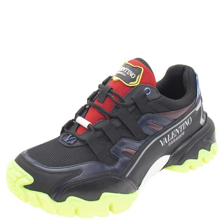 Pre Owned Valentino Multicolor Fabric and Leather Climbers Sneakers Size 43