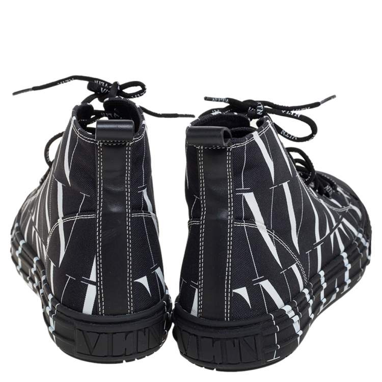 Pre Owned Valentino Black/White Canvas  VLTN High Top Sneakers Size 40
