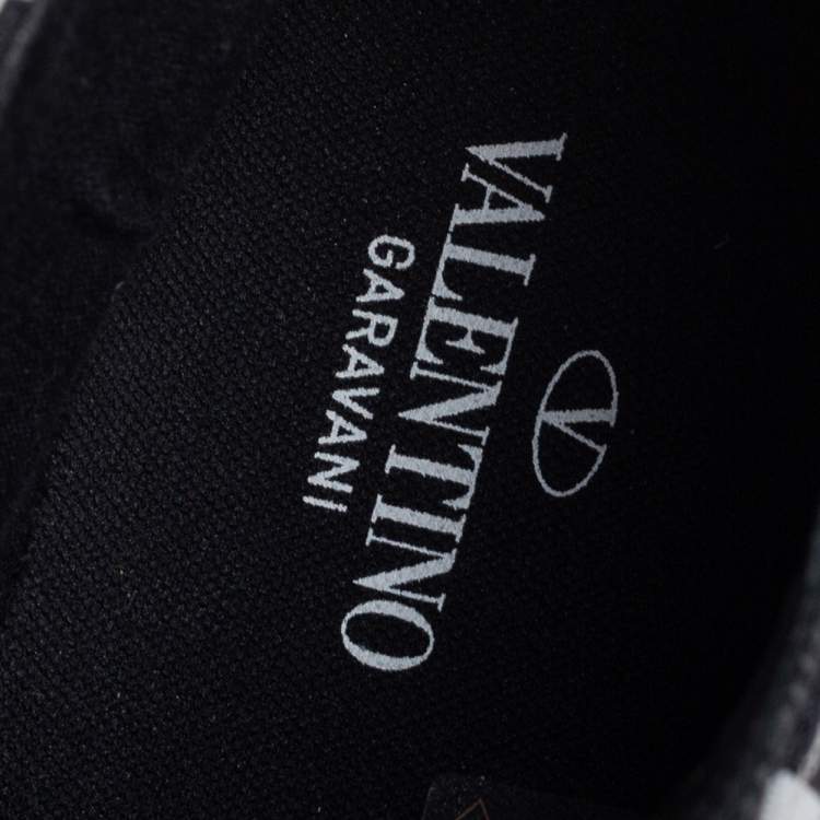Pre Owned Valentino Black/White Canvas  VLTN High Top Sneakers Size 40