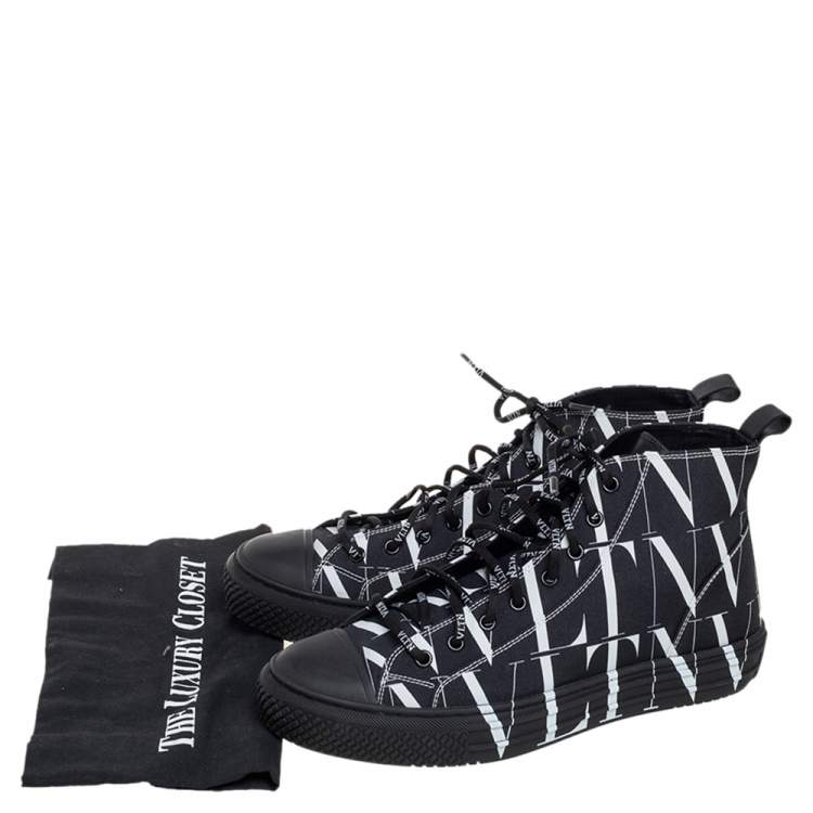 Pre Owned Valentino Black/White Canvas  VLTN High Top Sneakers Size 40