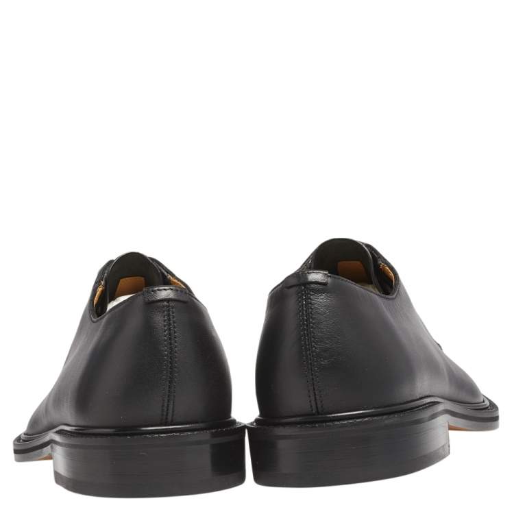 Pre Owned Valentino Black Leather Lace Up Derby Size 39.5