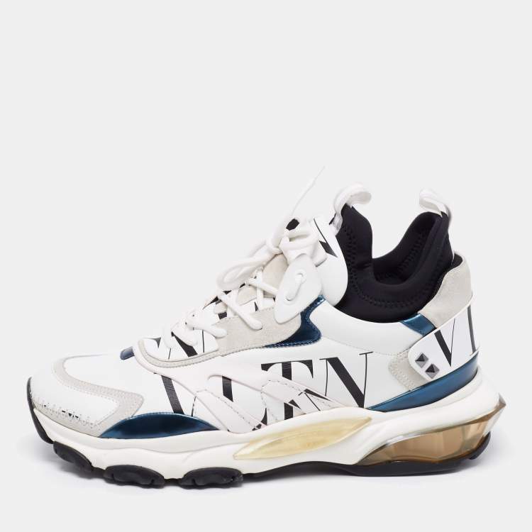 Pre Owned Valentino Multicolor Leather And Suede Lace Up Sneakers  Size 44
