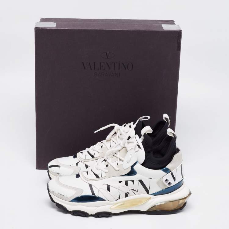 Pre Owned Valentino Multicolor Leather And Suede Lace Up Sneakers  Size 44