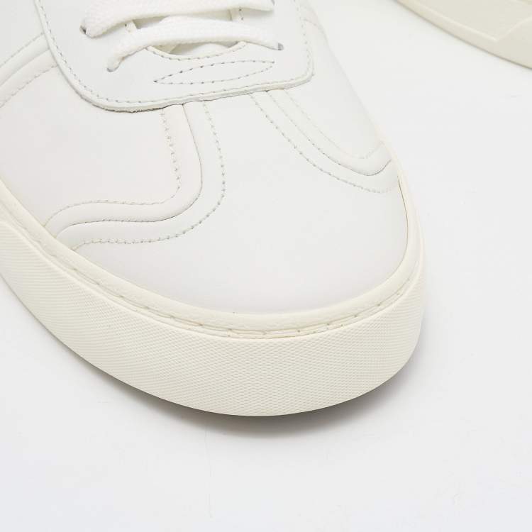 Pre Owned Valentino White Leather Flycrew Low Top Sneakers Size 45