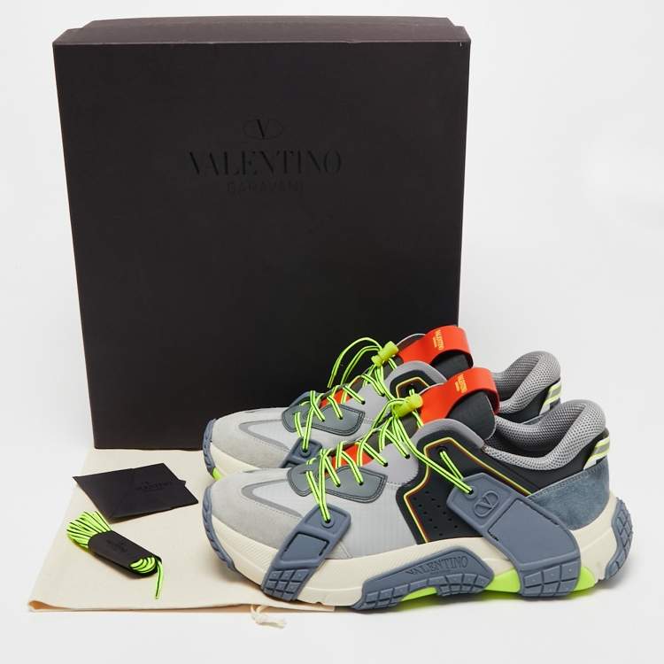 Pre Owned Valentino Multicolor Suede and Leather VLTN Wod Sneakers Size 43.5 