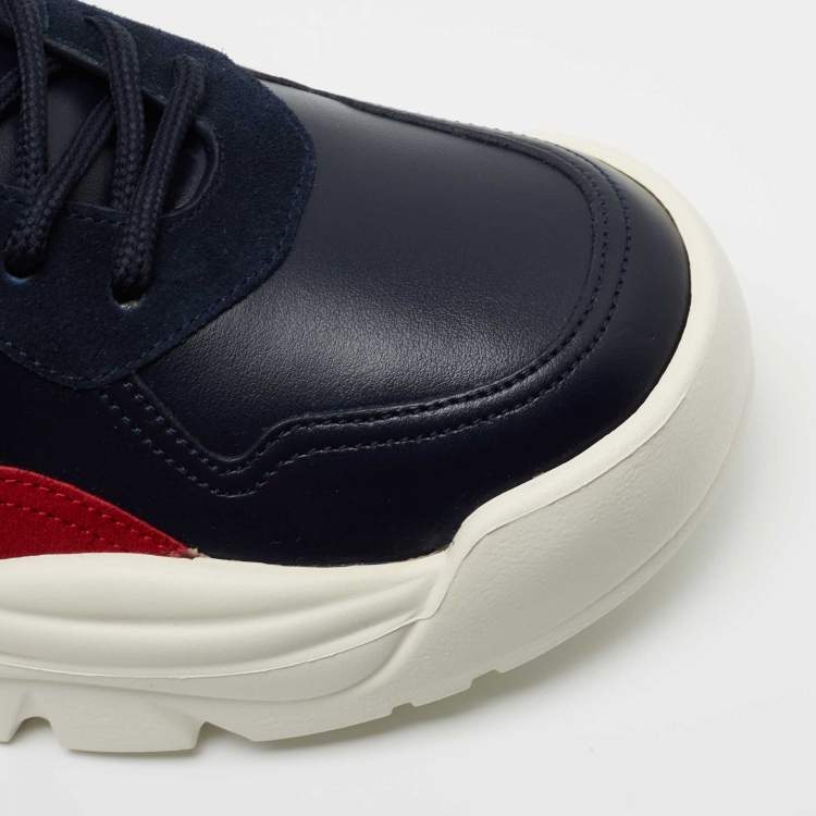 Pre Owned Valentnino Blue/Red Suede and Leather Vlogo Low Top Sneakers Size 42