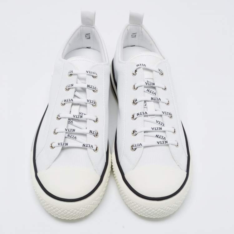 Pre Owned Valentino White Canvas VLTN  Low Top Sneakers Size 42