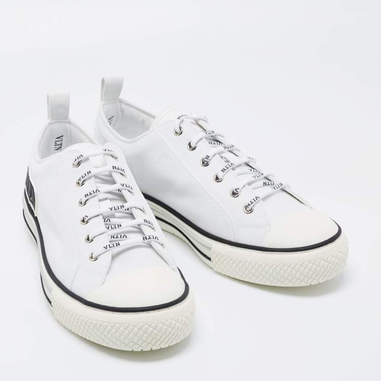Pre Owned Valentino White Canvas VLTN  Low Top Sneakers Size 42